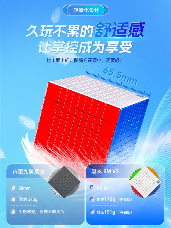 魔方教室 魅龍九階  75mm 魔術方塊 9階 魔方 魔域文化 魅龍 九階 可填整彈簧 益智玩具