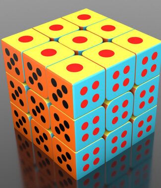 特殊圖案 Z-CUBE 骰字魔方 箭頭三階魔方 3階 數字 骰子 黑底六色 盲文  魔術方塊 魔方