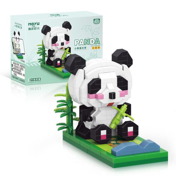 魔域文化  大熊猫  系列玩具  微顆粒拼裝積木 微型鑽石  小颗粒拼裝  積木  手機支架(材料包)