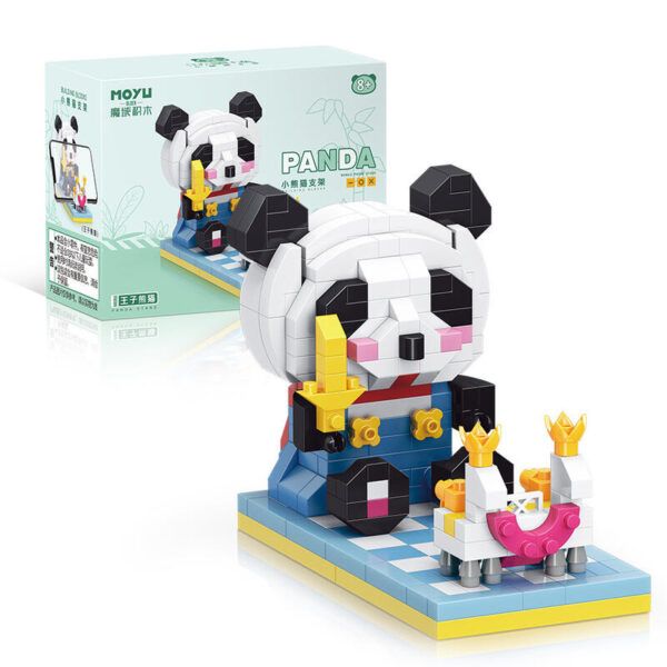 魔域文化  大熊猫  系列玩具  微顆粒拼裝積木 微型鑽石  小颗粒拼裝  積木  手機支架(材料包)