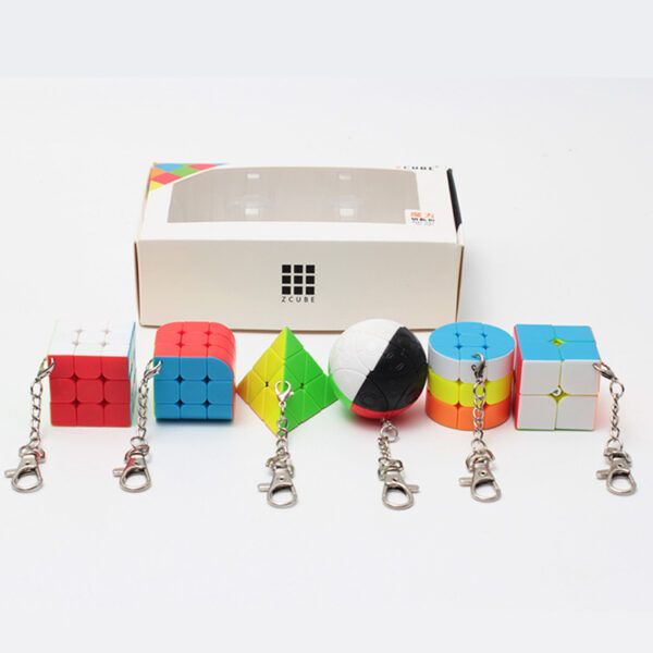Zcube 鑰匙圈 迷你六件套 禮盒 二階 三階 圓柱 三面體 西班牙球(有盒損)
