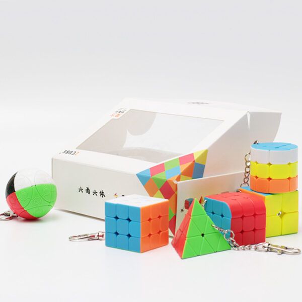 Zcube 鑰匙圈 迷你六件套 禮盒 二階 三階 圓柱 三面體 西班牙球(有盒損)
