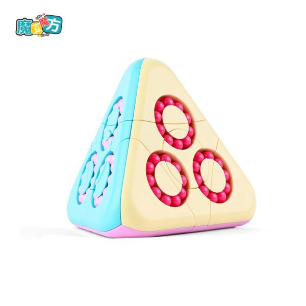 金字塔魔豆 馬卡龍 深藍 淺藍 魔豆金字塔 益智 旋轉 解壓 滾珠 陀螺