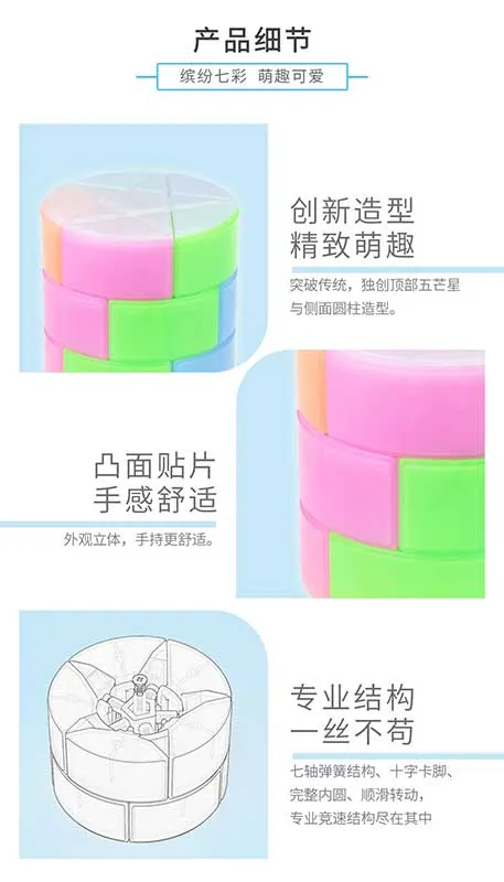 永駿七彩星4 七彩星 永駿 魔術方塊 異形 圓柱 魔方 益智玩具 五角星 星星 商檢合格 七色 7彩星 魔方小天地