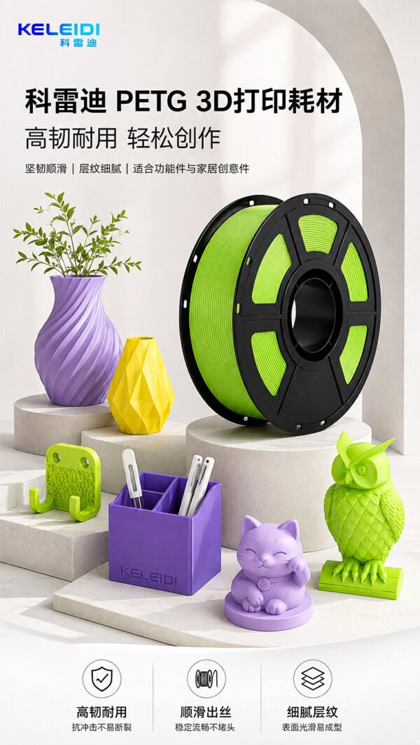 7 科雷迪 3D列印 PETG 線材 耗材 1.75mm 純料重1公斤 塑膠 高韌性 啞光 品銳 PINRUI