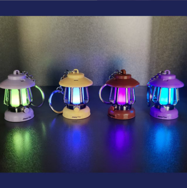 迷你復古發光小夜燈掛件鑰匙圈七彩漸變燈包包掛件鑰匙鏈禮品