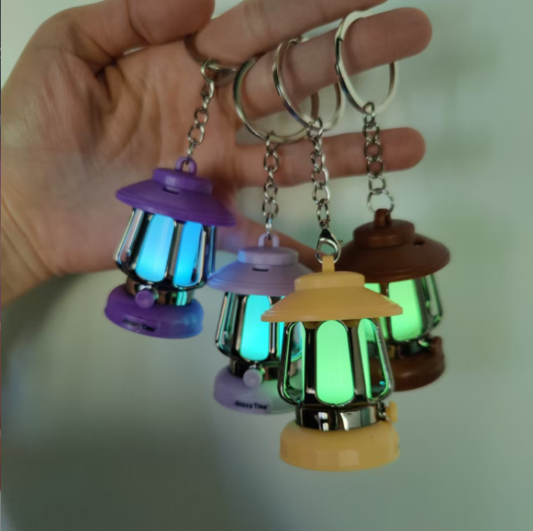 迷你復古發光小夜燈掛件鑰匙圈七彩漸變燈包包掛件鑰匙鏈禮品