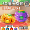 3D 3d按壓旋轉 DIY解壓球 diy 益智兒童玩具 藍色 橘色 紅色 紫色 趣味