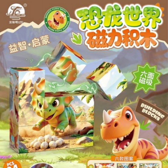 磁力積木 益智啟蒙 6面磁吸 兒童玩具 恐龍 太空 小飛馬 酷洛汐